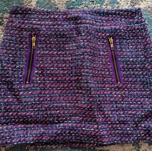 JCrew Purple Woven Wool Mini Skirt